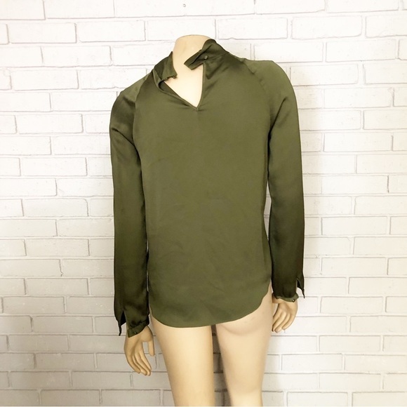 Banana Republic Women’s Olive Green High Neck Twist Blouse - Picture 2 of 6